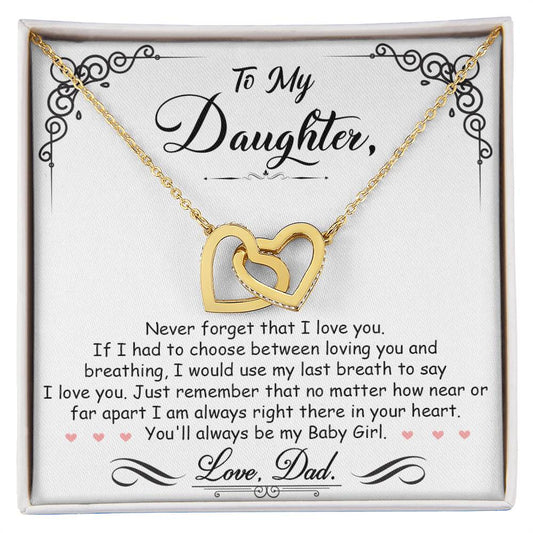 Daughter - Love never Fails - Interlocking Hearts Necklace