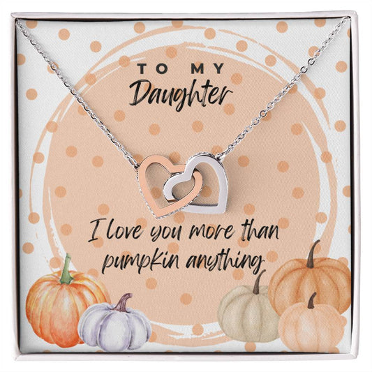 Daughter - Love More than Pumpkin - Interlocking Hearts Necklace